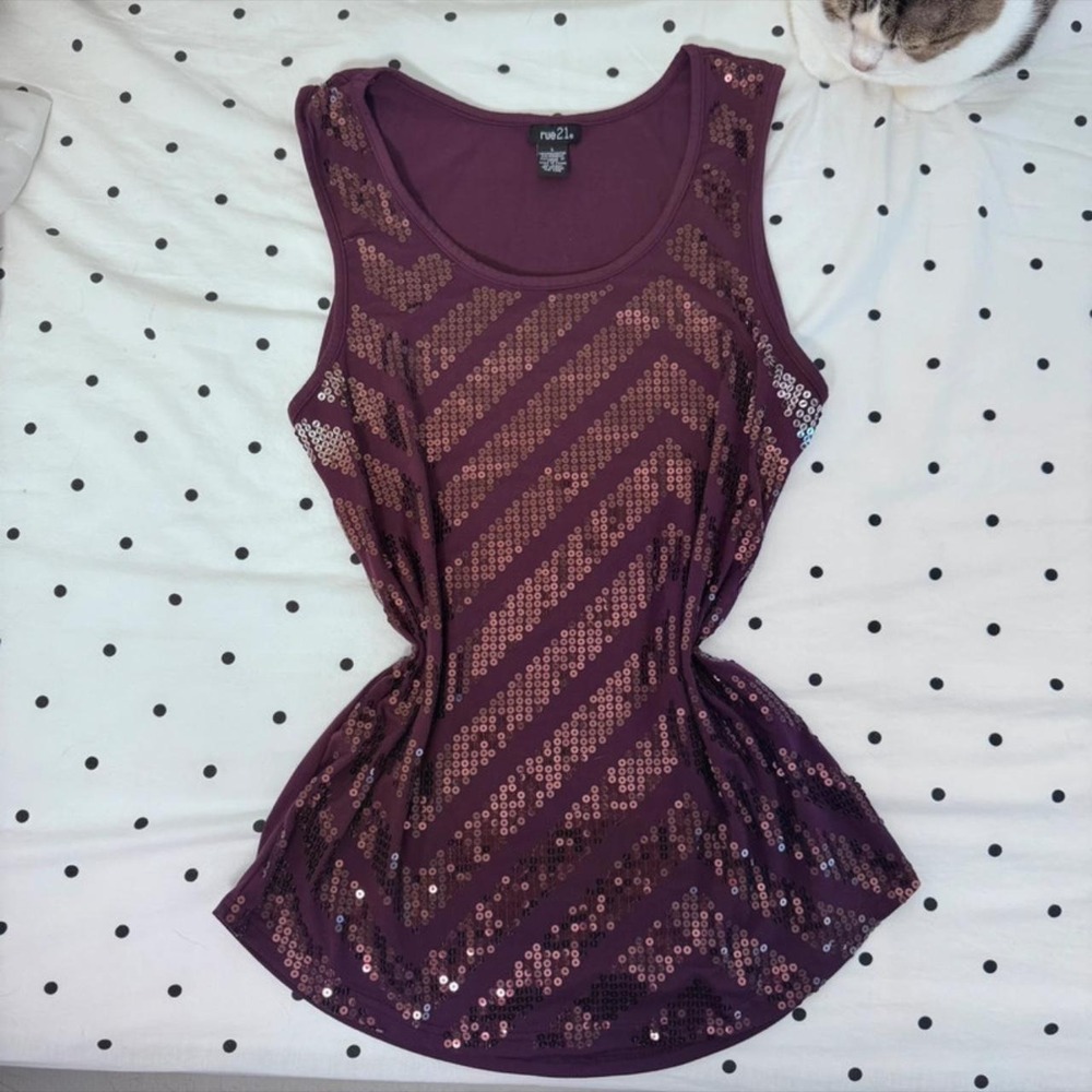Y2K‎ Rue 21 Burgundy Sequin Tank